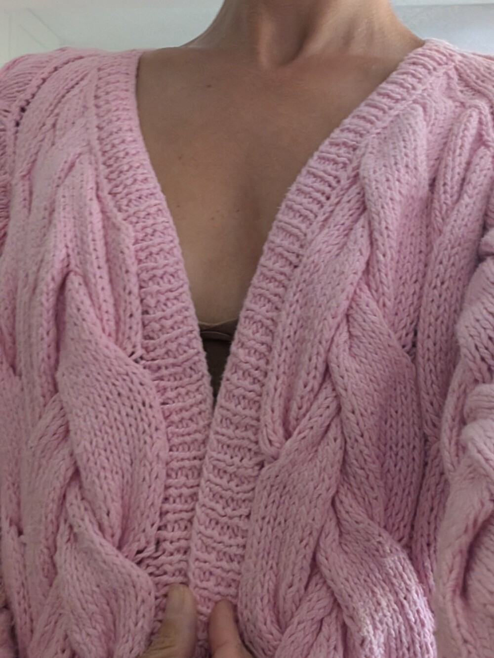 Ulla Johnson Cotton Cable knit Bubblegum Pink Cardigan. Size Small